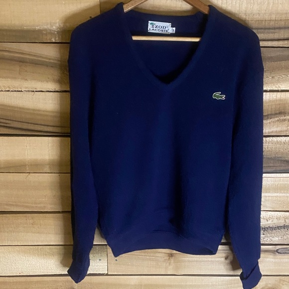 Lacoste Other - Vintage Izod Lacoste Deep Blue V-Neck pullover sweater size medium alligator
